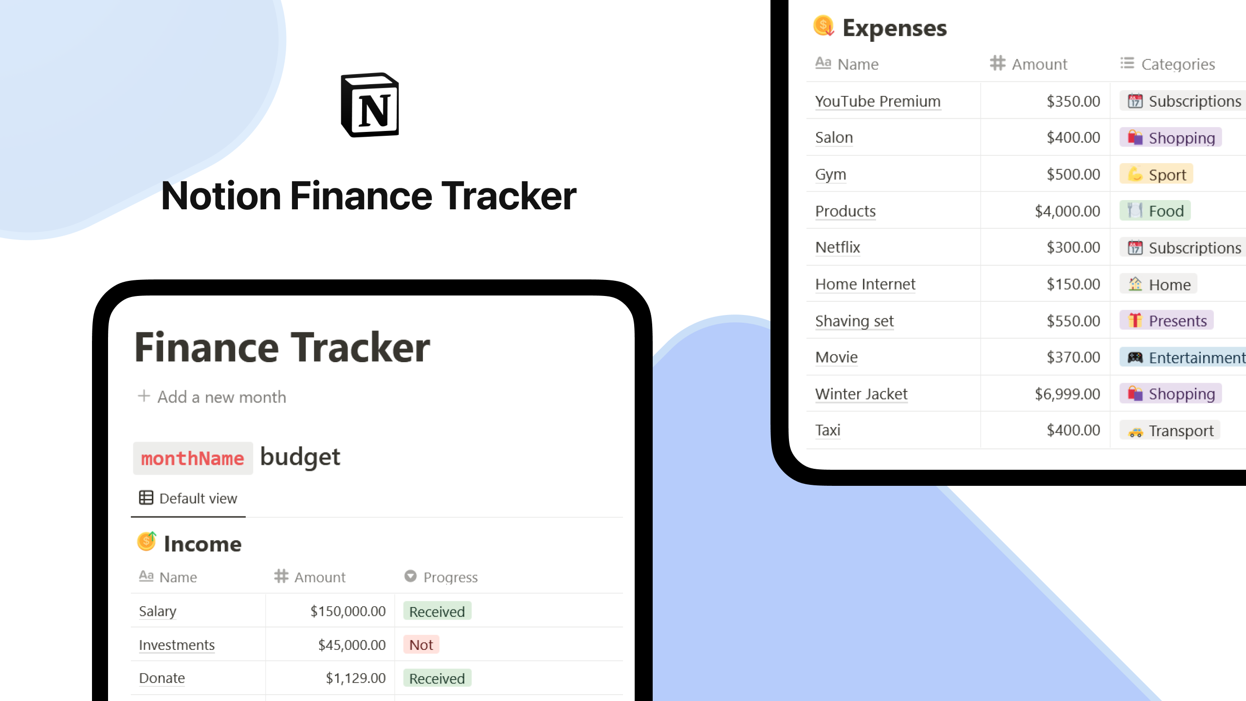 Notion Finance Tracker Cover