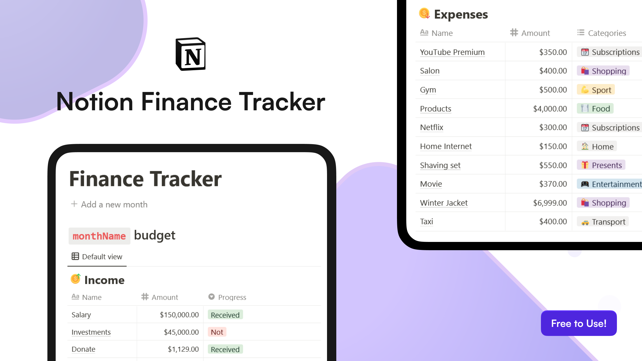 Notion Finance Tracker Cover